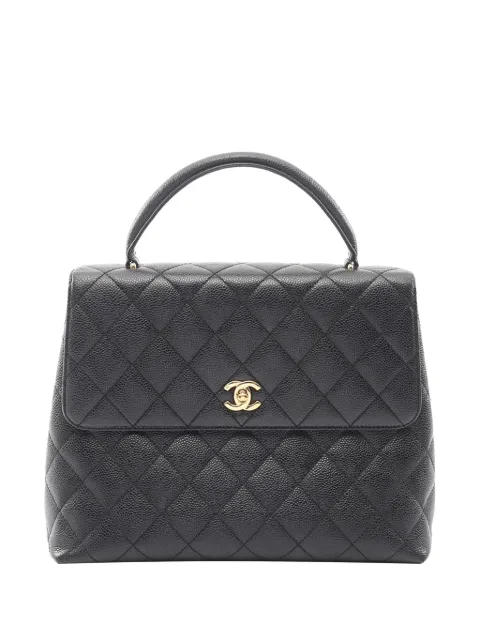 CHANEL Pre-Owned 2002-2003 CC Quilted Caviar Kelly Top Handle Bag handbag