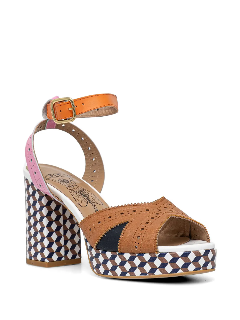 Fly London perforated platform pumps Bruin