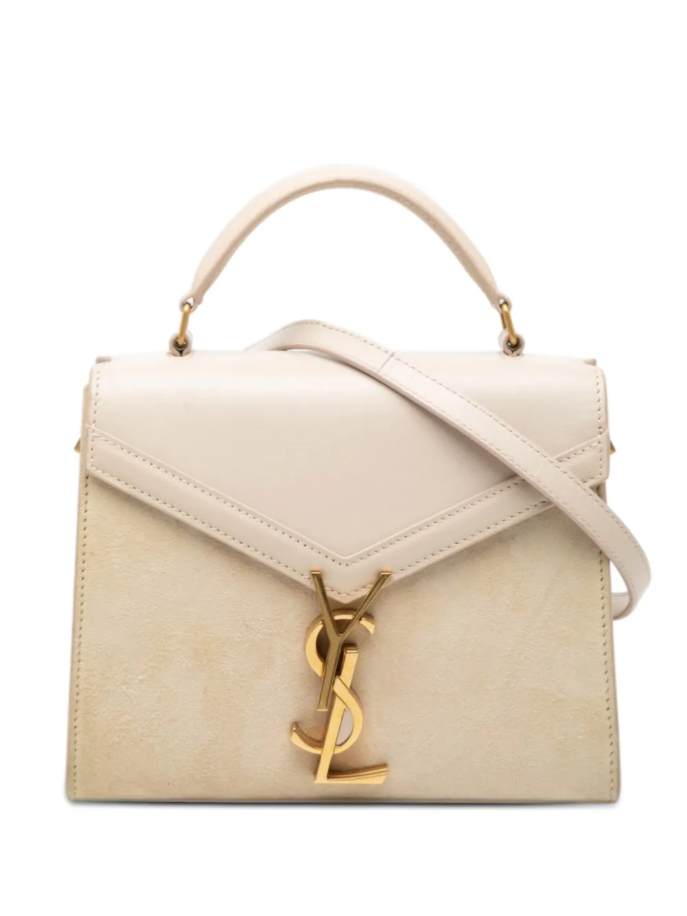 Saint Laurent Pre-Owned 2020 Mini Suede and Calfskin Cassandra Top Handle Bag satchel - Nude