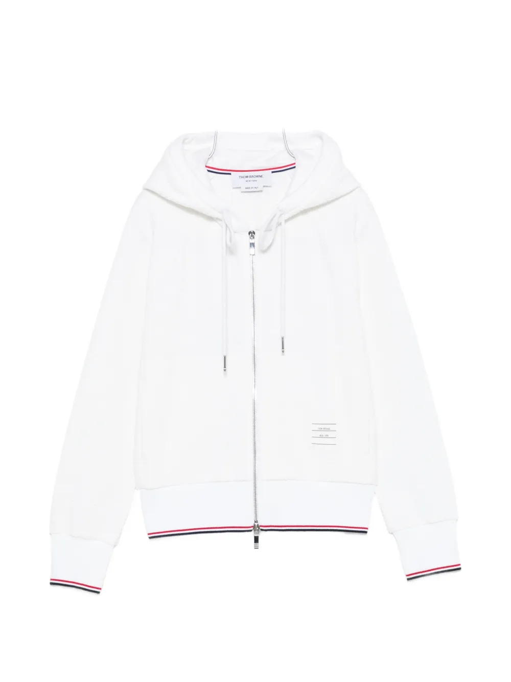 Thom Browne logo-patch hoodie - Weiß