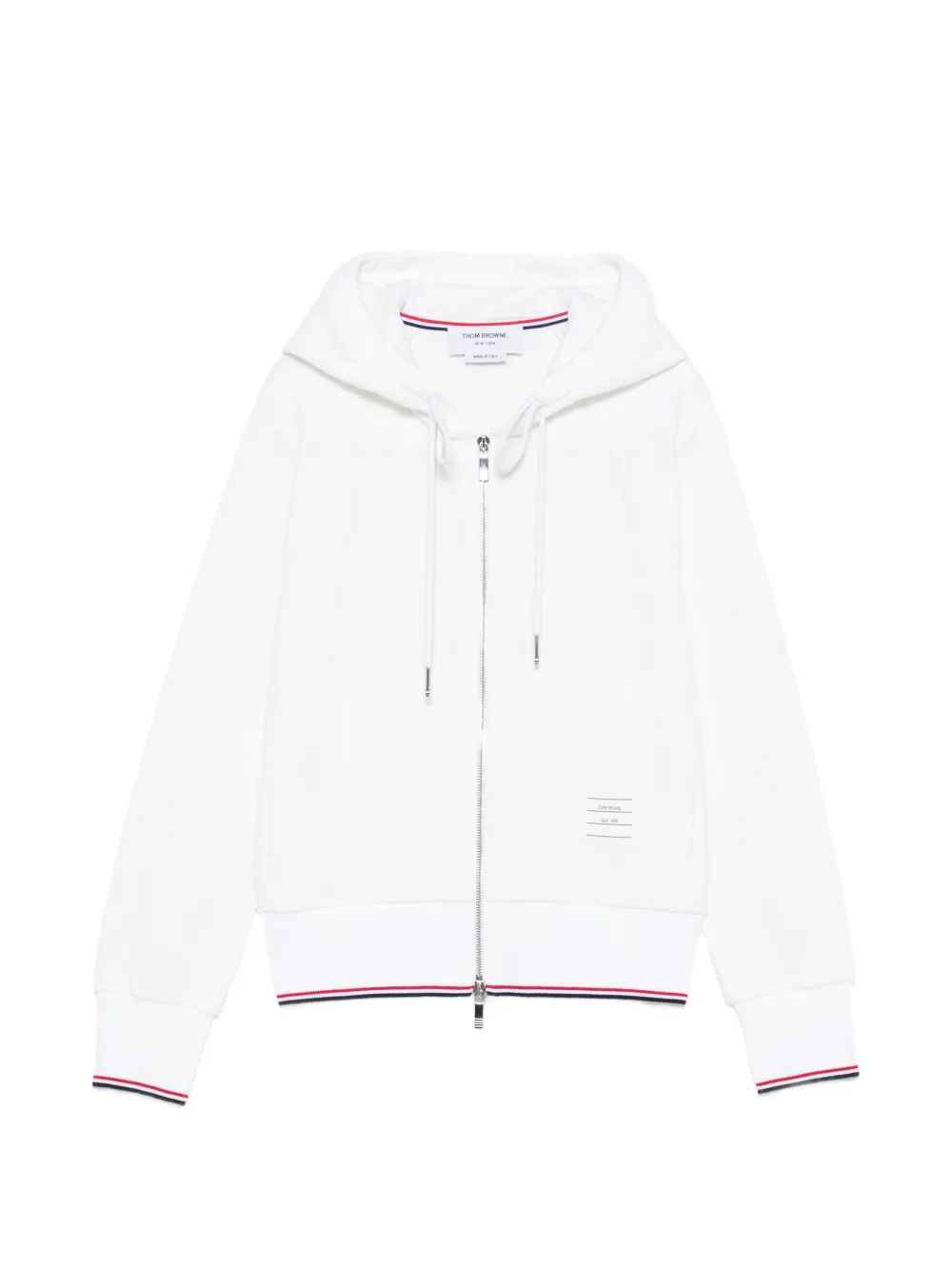 Thom Browne logo-patch hoodie - Bianco