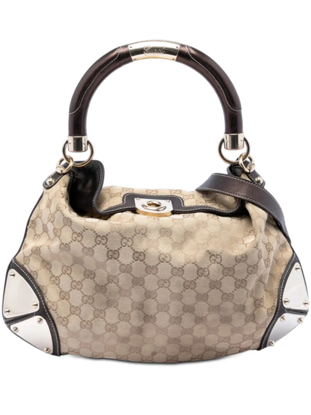 Gucci Pre-Owned 2016-2025 Medium GG Canvas Bamboo Indy Hobo satchel - Toni neutri