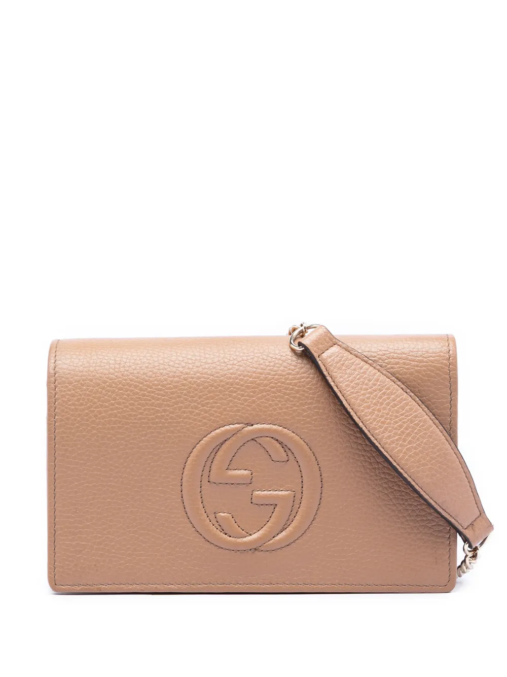 Gucci Pre-Owned 2000-2015 Pebbled Calfskin Soho Wallet On Chain crossbody bag - Toni neutri