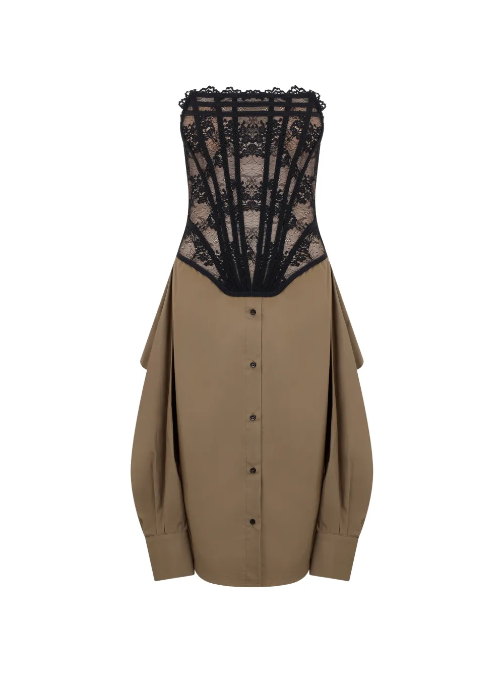 Giuseppe Di Morabito lace-detail buttoned dress - Marrone
