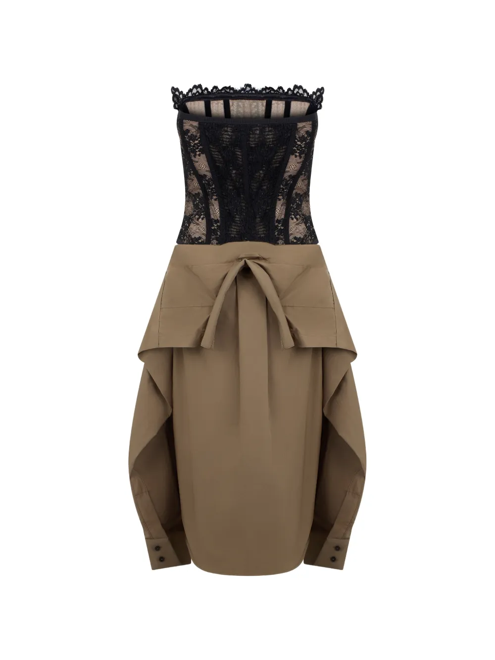 Giuseppe Di Morabito Jurk met kanten detail en knopen Bruin