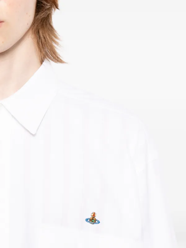 Vivienne Westwood Orb-embroidered Striped Shirt | White | FARFETCH