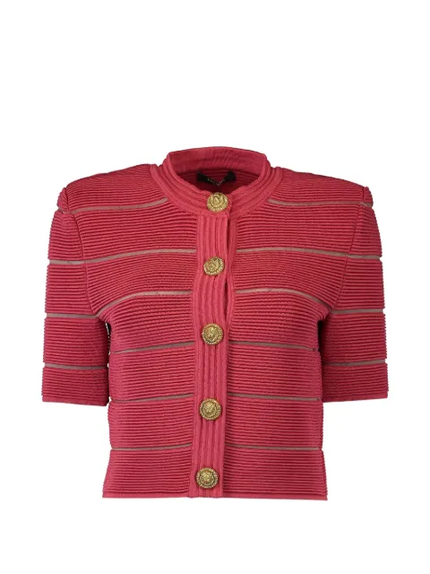 Balmain cárdigan manga corta con motivo de rayas