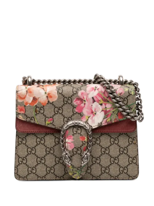 Gucci Pre-owned 2016-2025 Small GG Supreme Blooms Dionysus Crossbody Bag in Neutrals