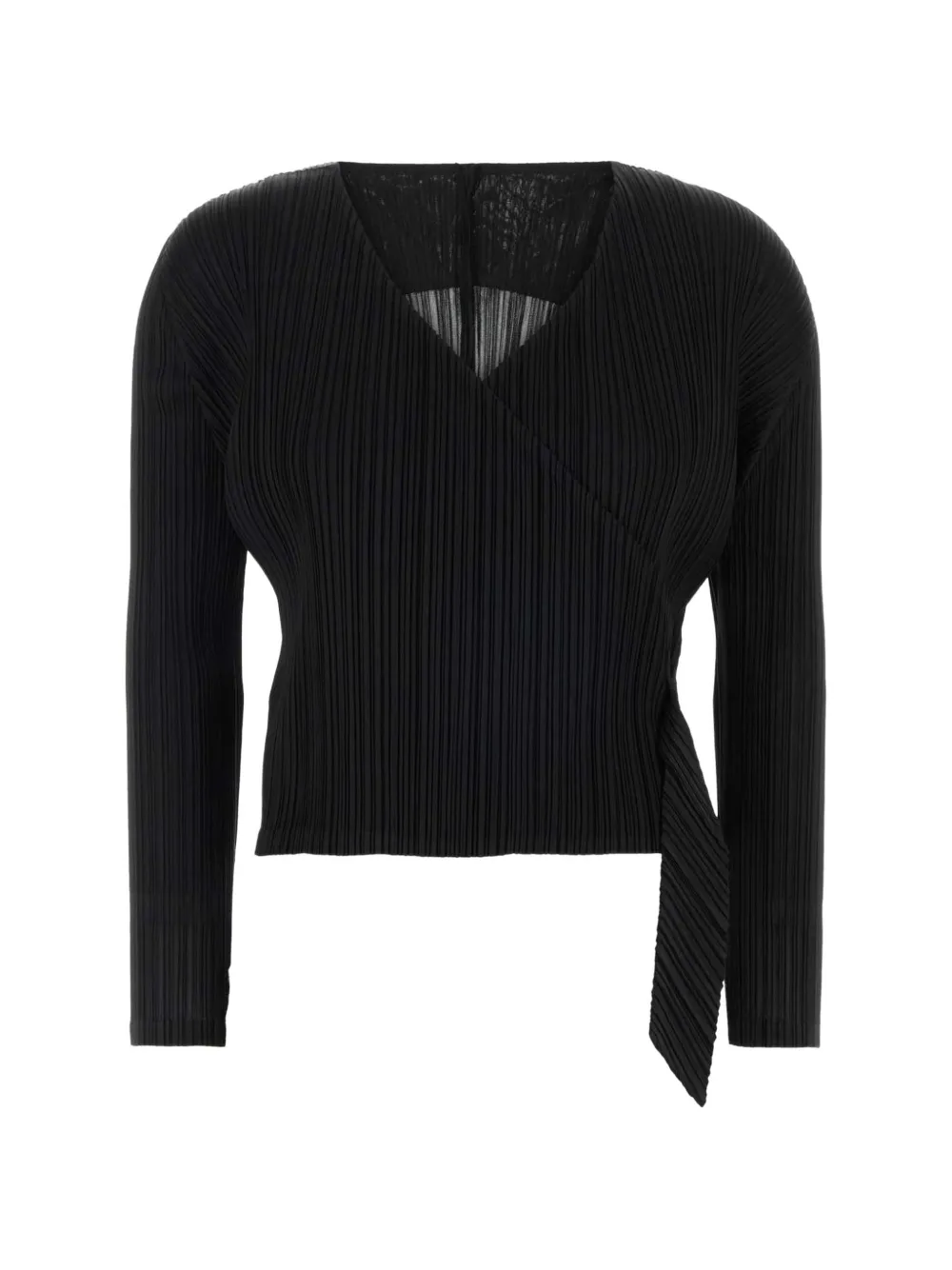 Pleats Please Issey Miyake Facade pleated V-neck cardigan - Nero