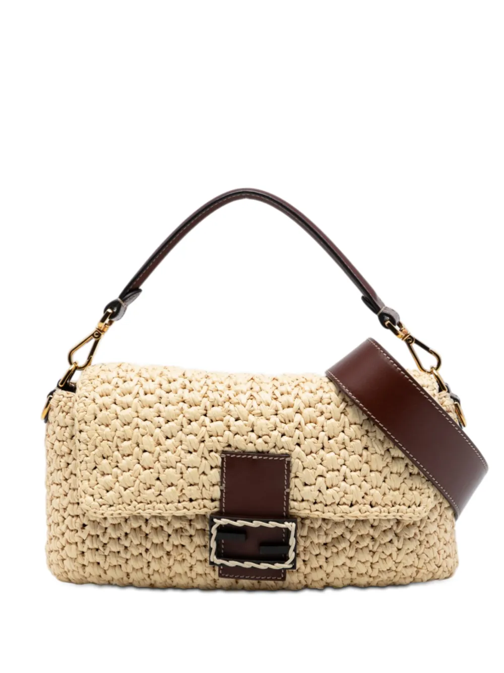Fendi Pre-Owned 2000-2010 Crochet Raffia Baguette satchel - Toni neutri