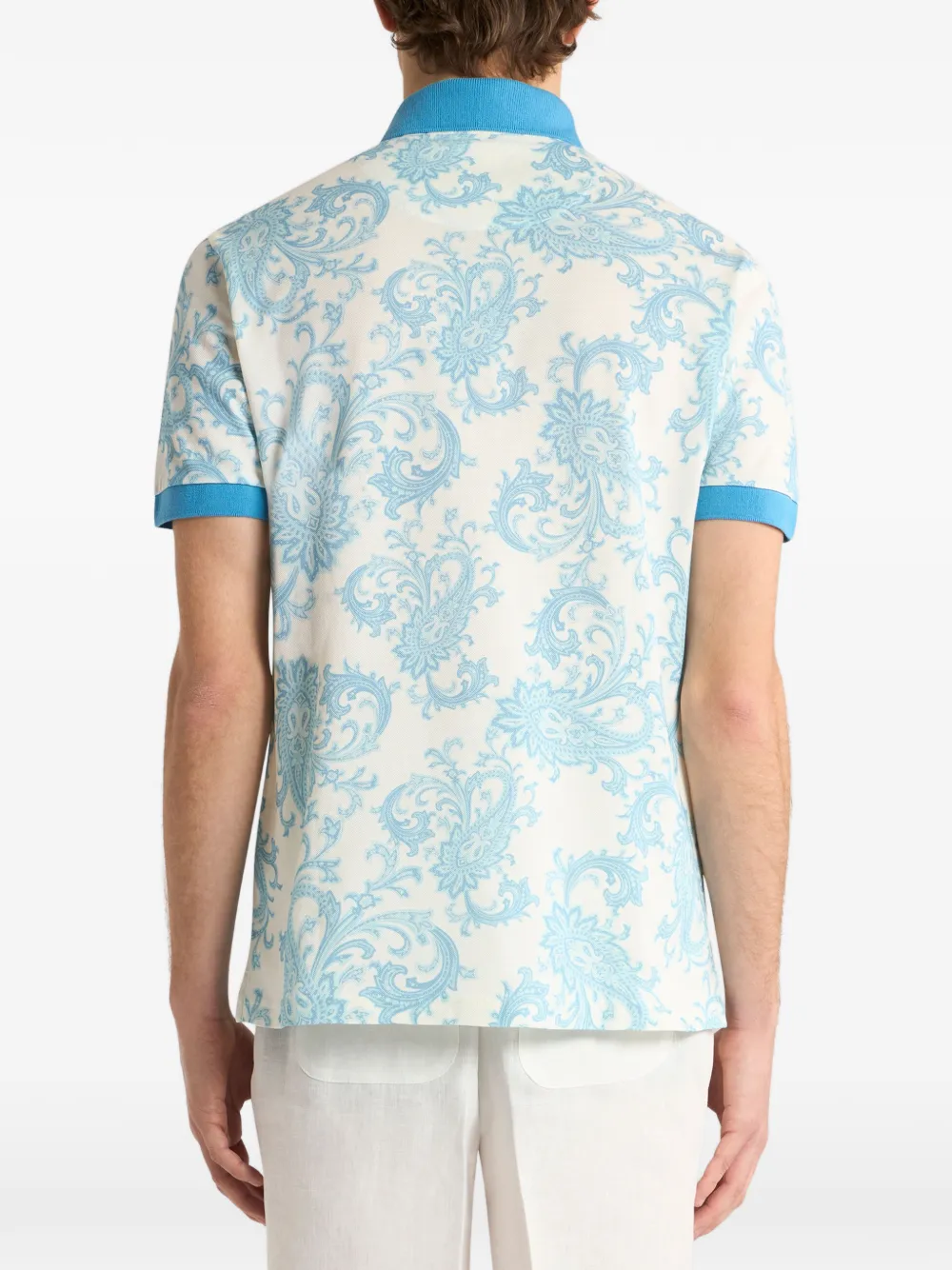 ETRO Pique poloshirt met paisley-patroon Blauw