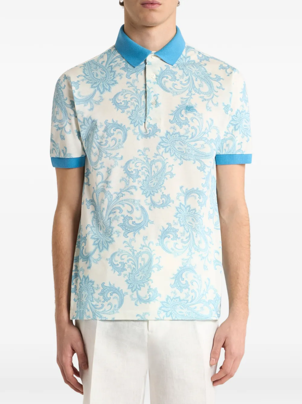 ETRO Pique poloshirt met paisley-patroon Blauw