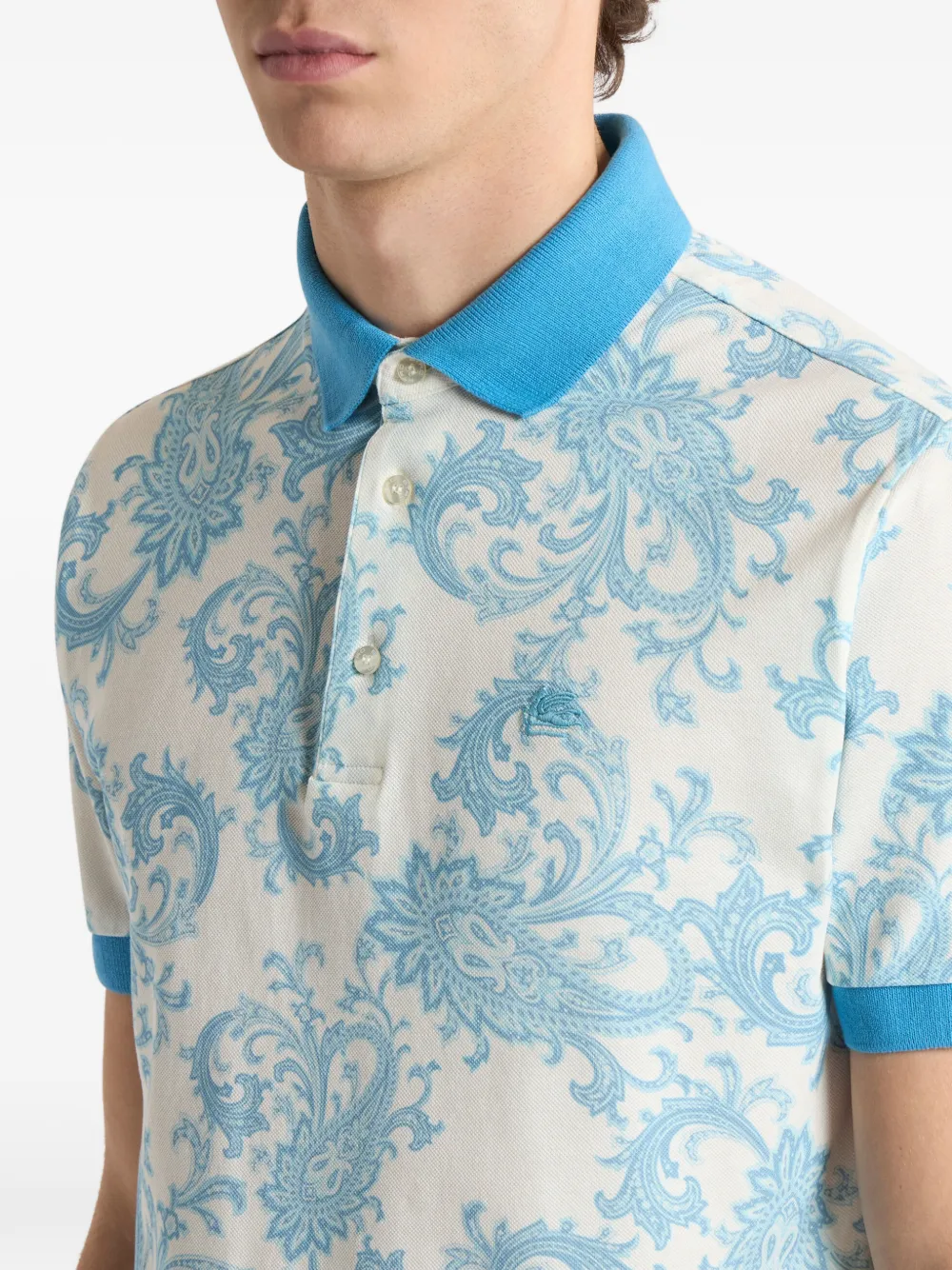 ETRO Pique poloshirt met paisley-patroon Blauw