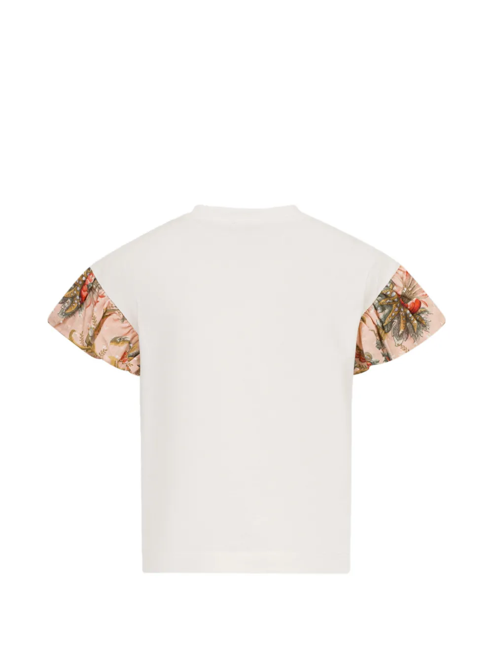 ETRO KIDS T-shirt met bloemenprint en ruches Beige