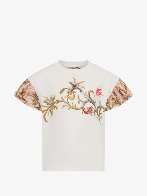 ETRO KIDS playera con volantes y estampado floral