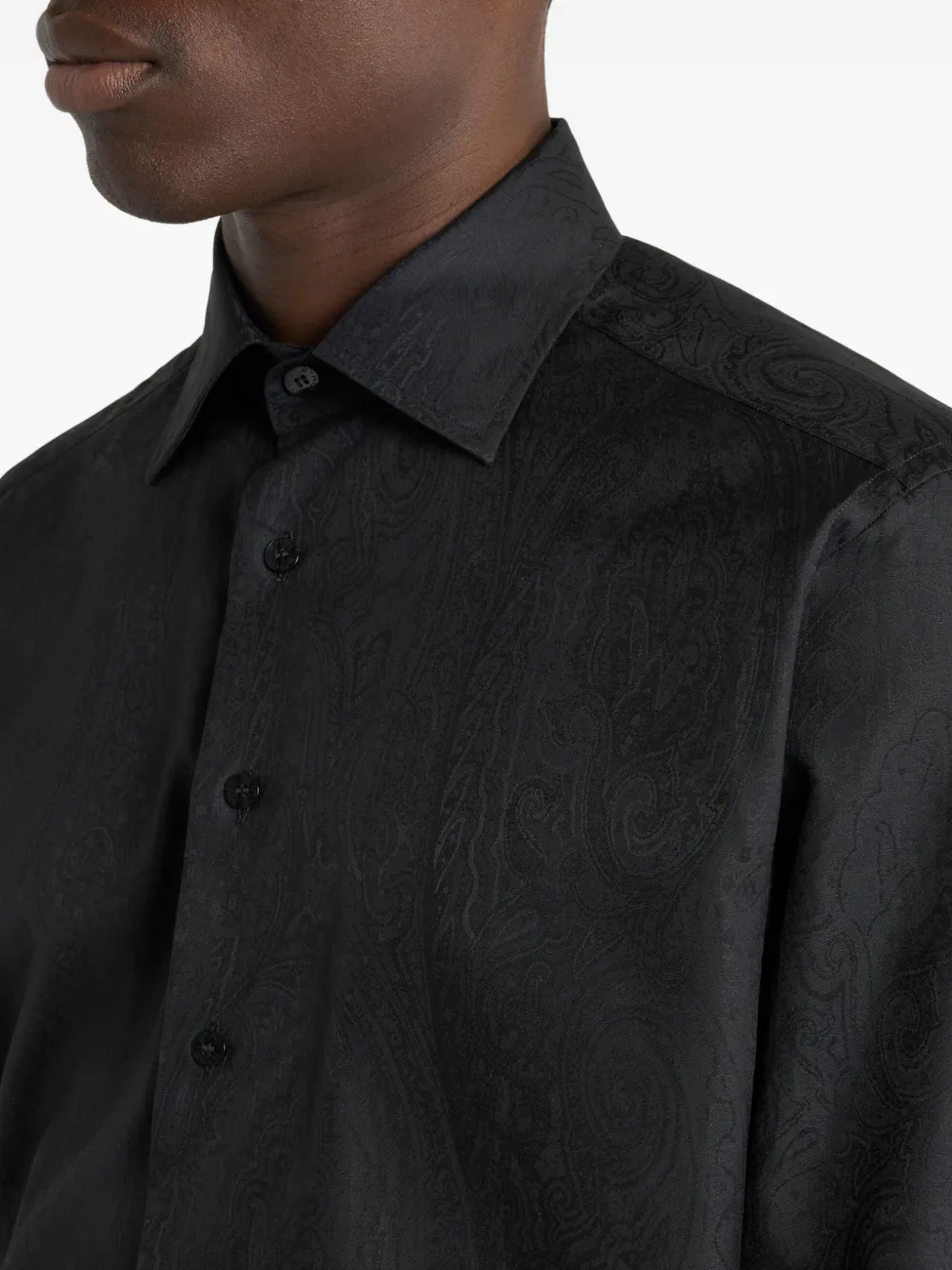 ETRO Katoenen overhemd met jacquard-patroon Zwart