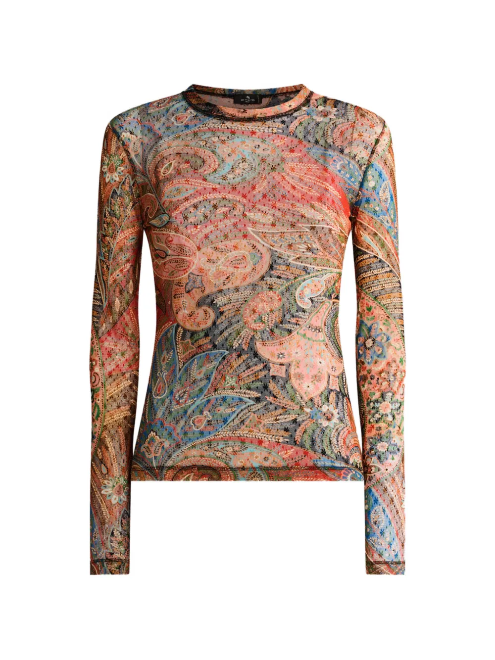 ETRO paisley tulle long-sleeve top - Multicolore