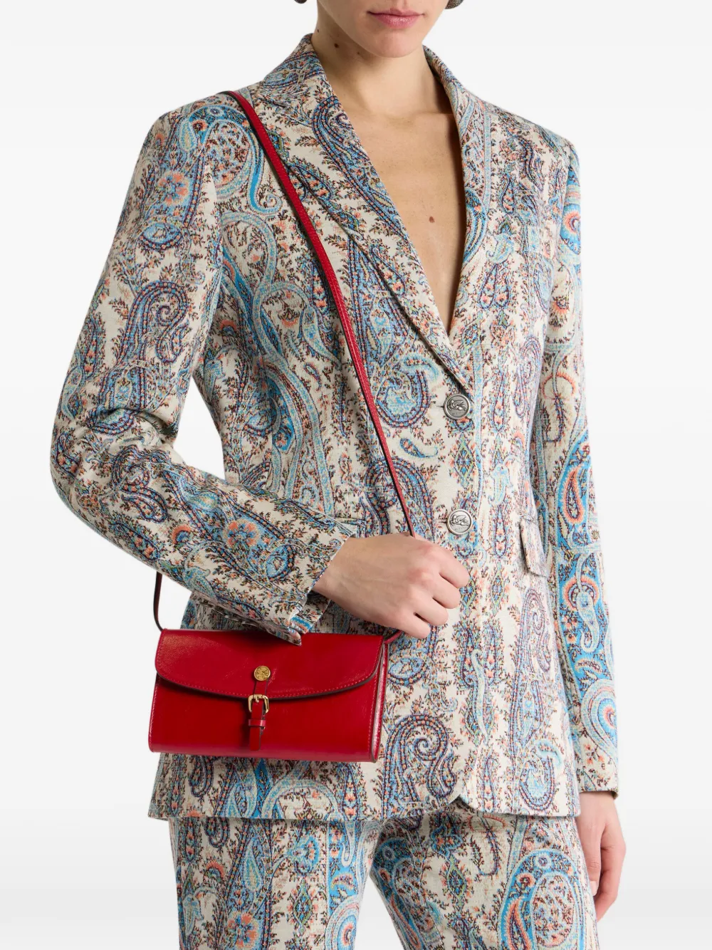 ETRO Pony leren portemonnee met gesp Rood