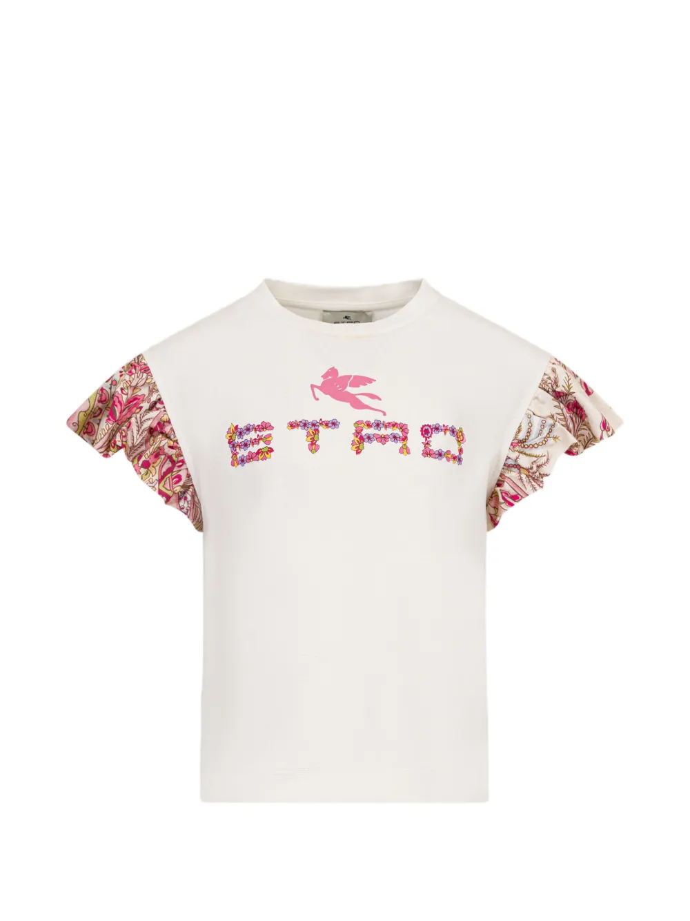 ETRO KIDS floral print ruffled t-shirt - Toni neutri