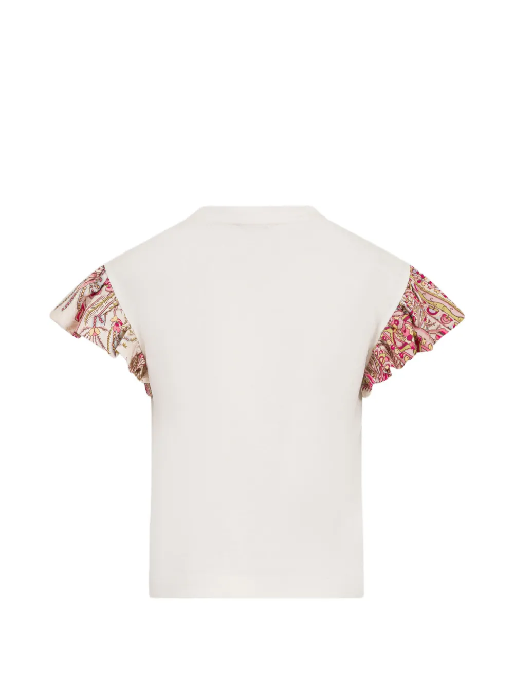ETRO KIDS T-shirt met bloemenprint en ruches Beige