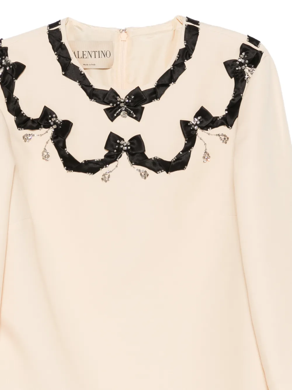 Valentino Garavani Jurk verfraaid met strik en kristallen Beige