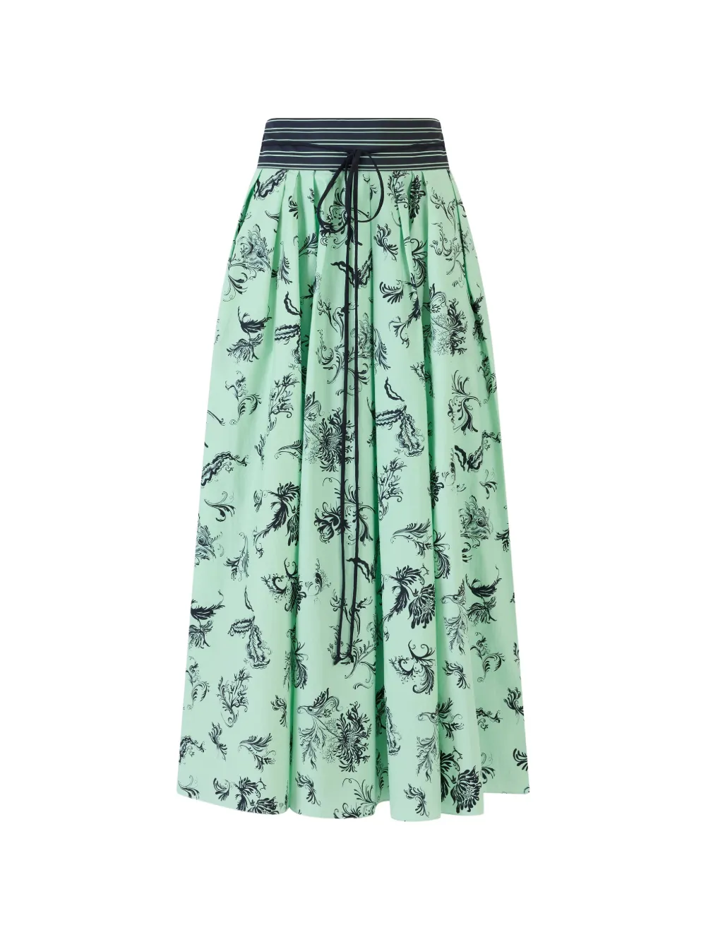 Rosie Assoulin tie pleated floral skirt - Verde