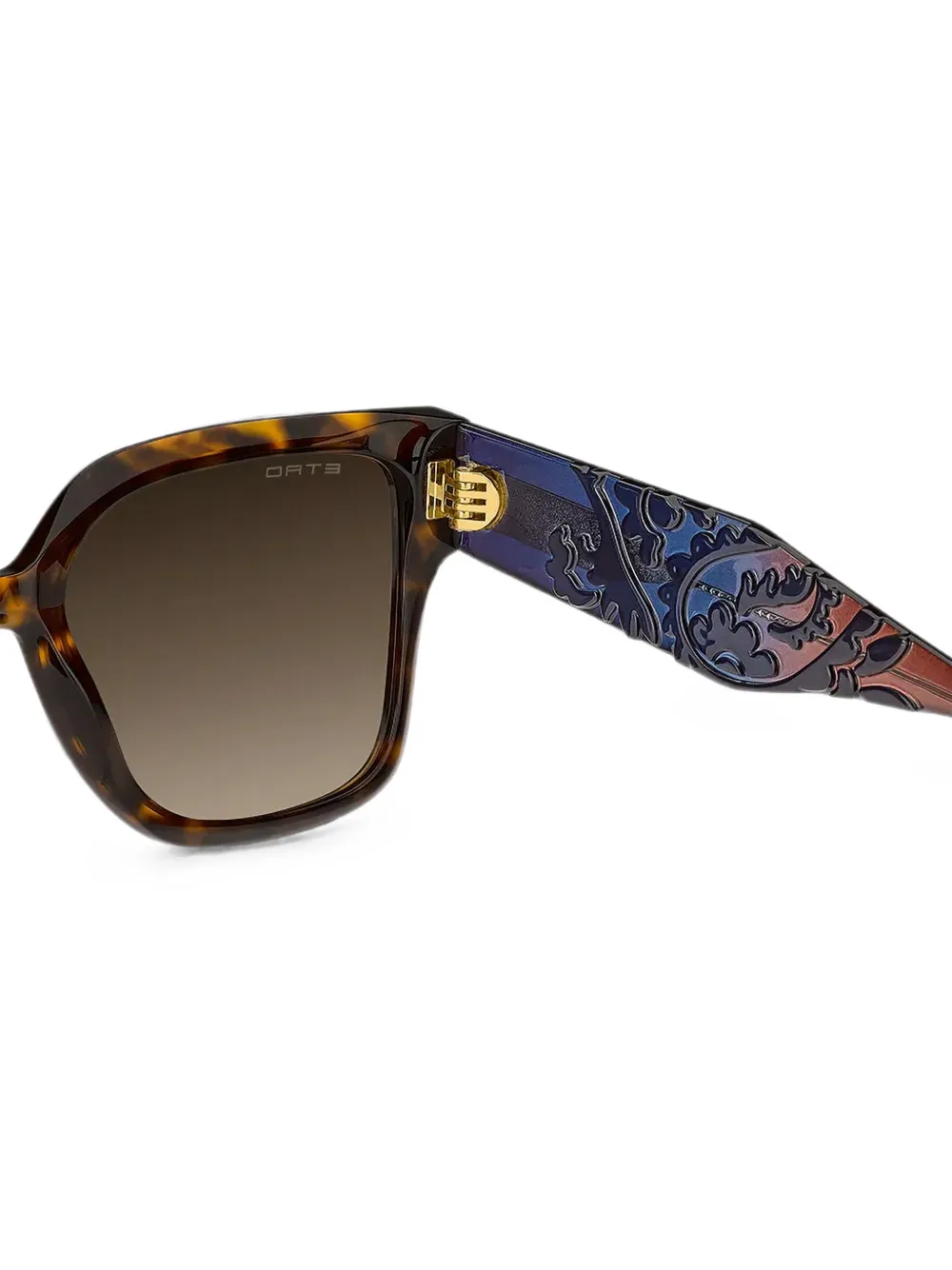 ETRO Zonnebril met vierkant montuur en schildpadschild design Bruin