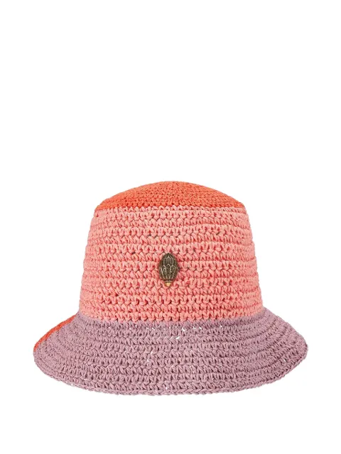 Kurt Geiger London gorro de pescador de rafia con placa de águila