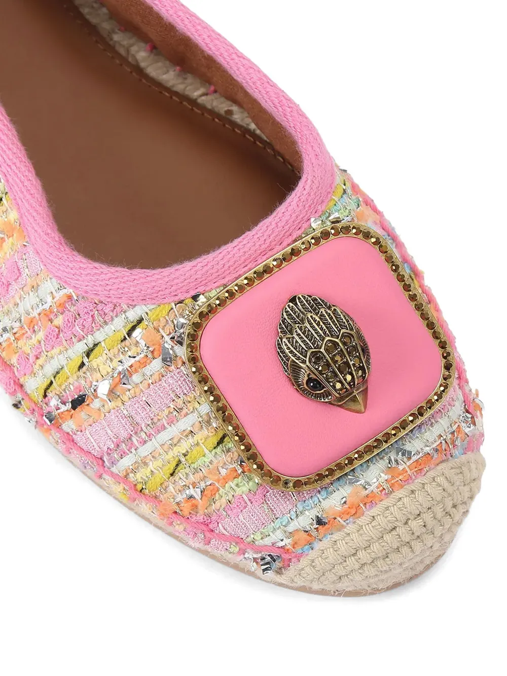 Kurt Geiger London Pimlico tweed Eagle-plaque espadrilles Roze