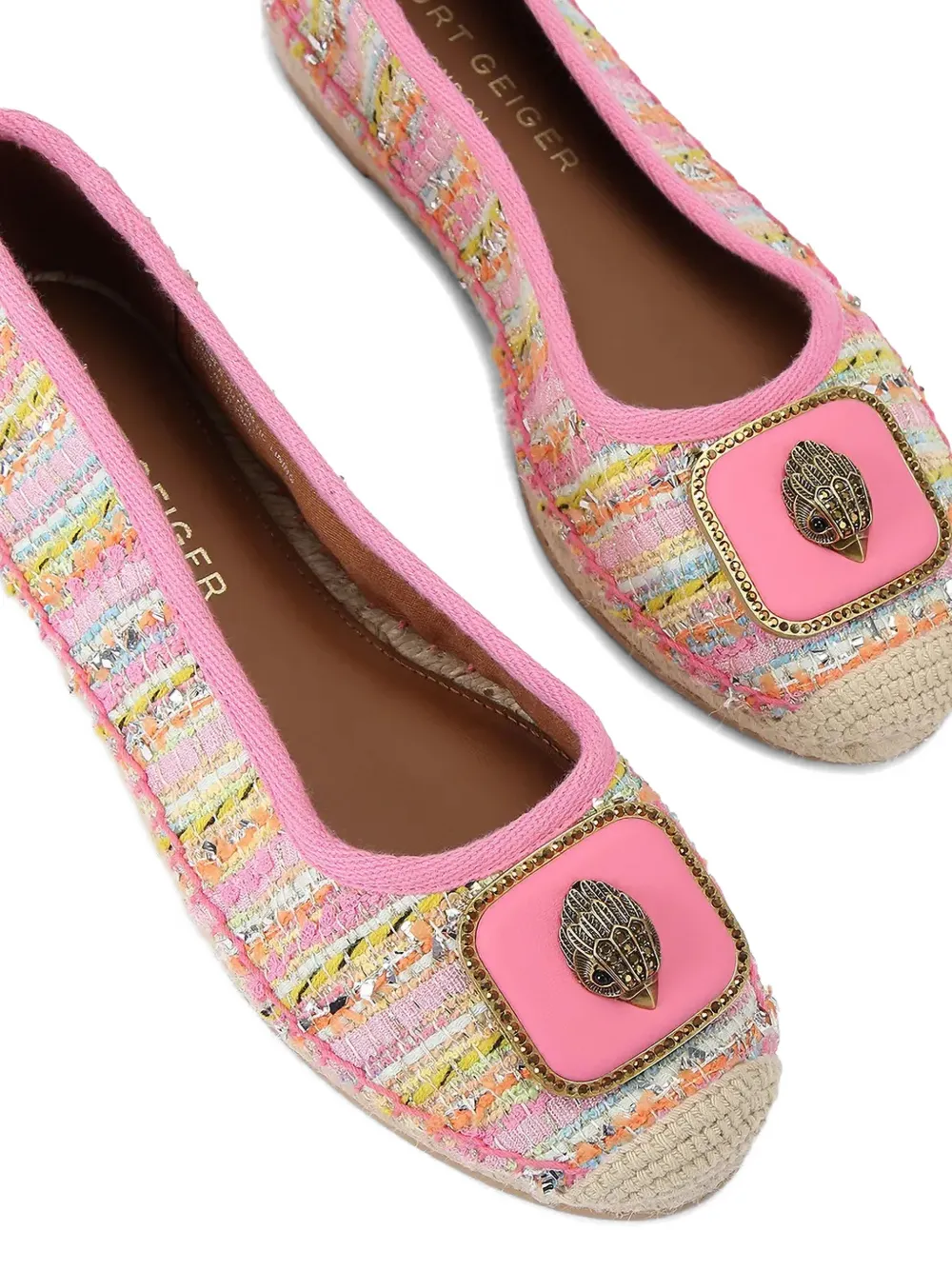 Kurt Geiger London Pimlico tweed Eagle-plaque espadrilles Roze