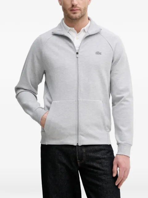 Lacoste logo-patch zip-up sweater