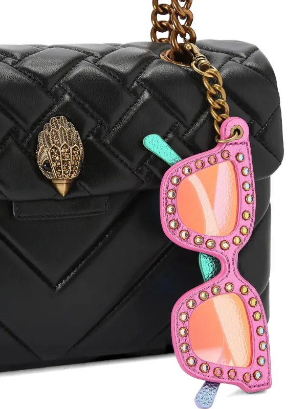 Kurt Geiger Pink Jeweled Cat Eye Sunglasses Keychain Bag Charm POM POM EAGLE SUNGL CHARM Pink Raffia Eagle Sunglasses Charm  main image 4