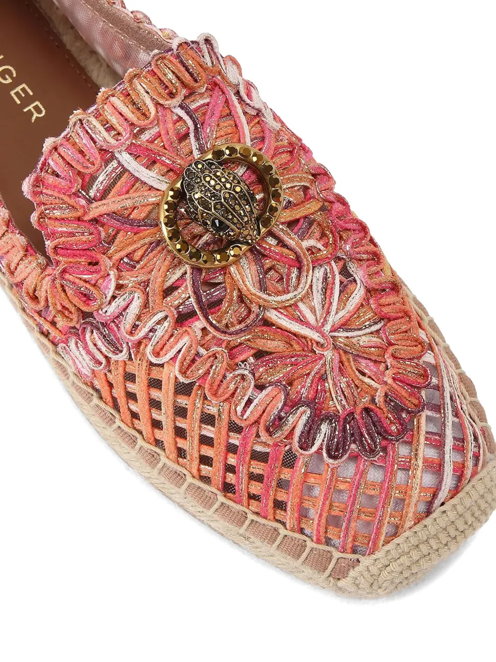 Kurt Geiger London Chelsea embroidered metallic-effect espadrilles Roze