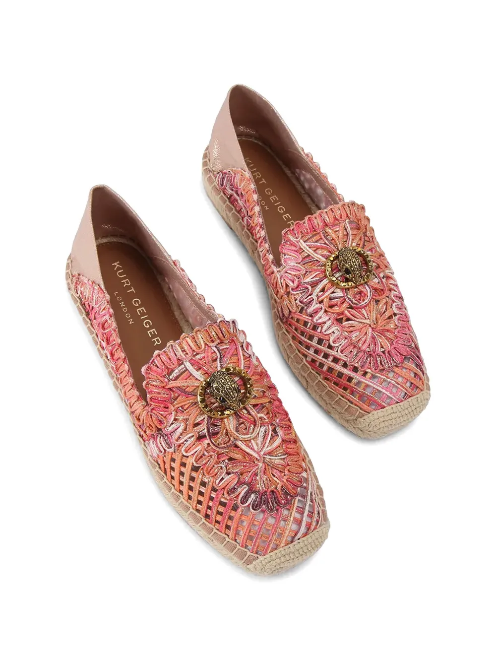 Kurt Geiger London Chelsea embroidered metallic-effect espadrilles Roze