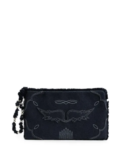 Zadig&Voltaire embroidered frayed travel pouch