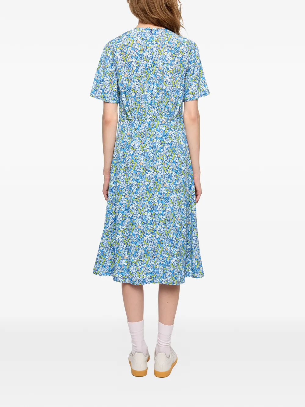Zadig&Voltaire Rhodral midi-jurk met bloemen-print en V-hals Blauw