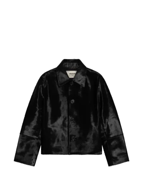 Zadig&Voltaire Lessa cropped buttoned jacket in pony-effect leather