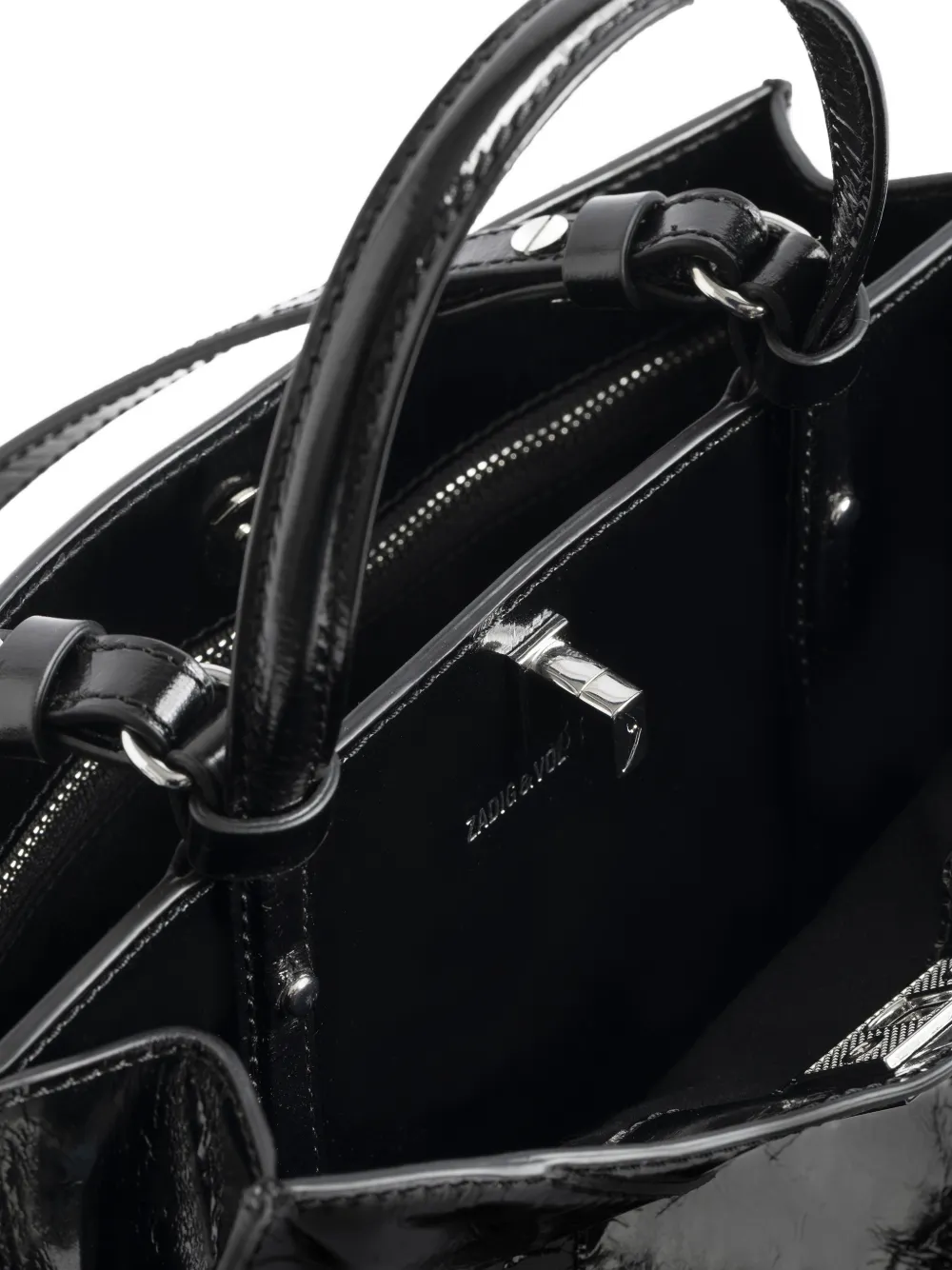 Zadig&Voltaire Lakleren tas met handvat Zwart
