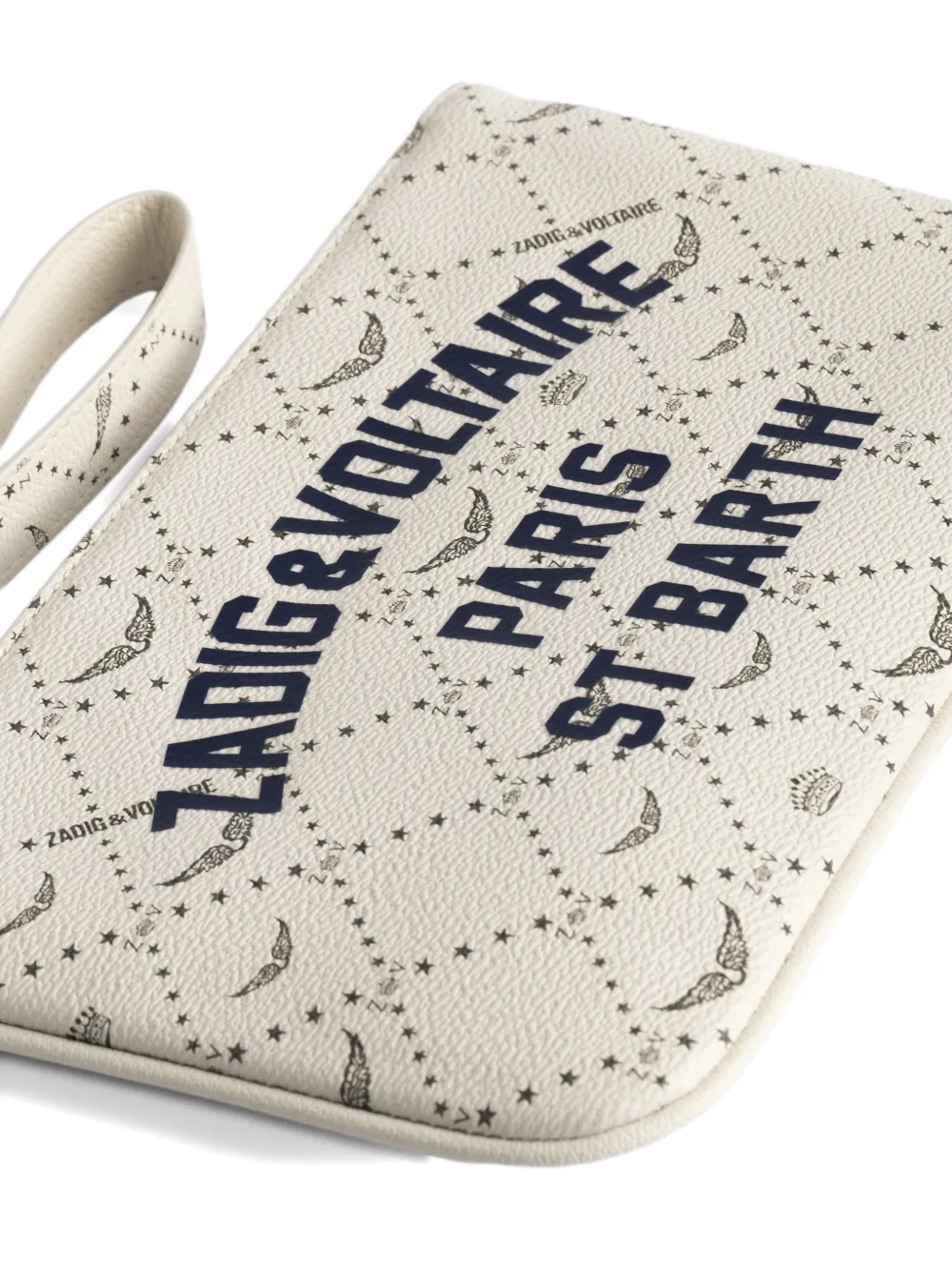 Zadig&Voltaire x St Barth clutch met logo-print Beige