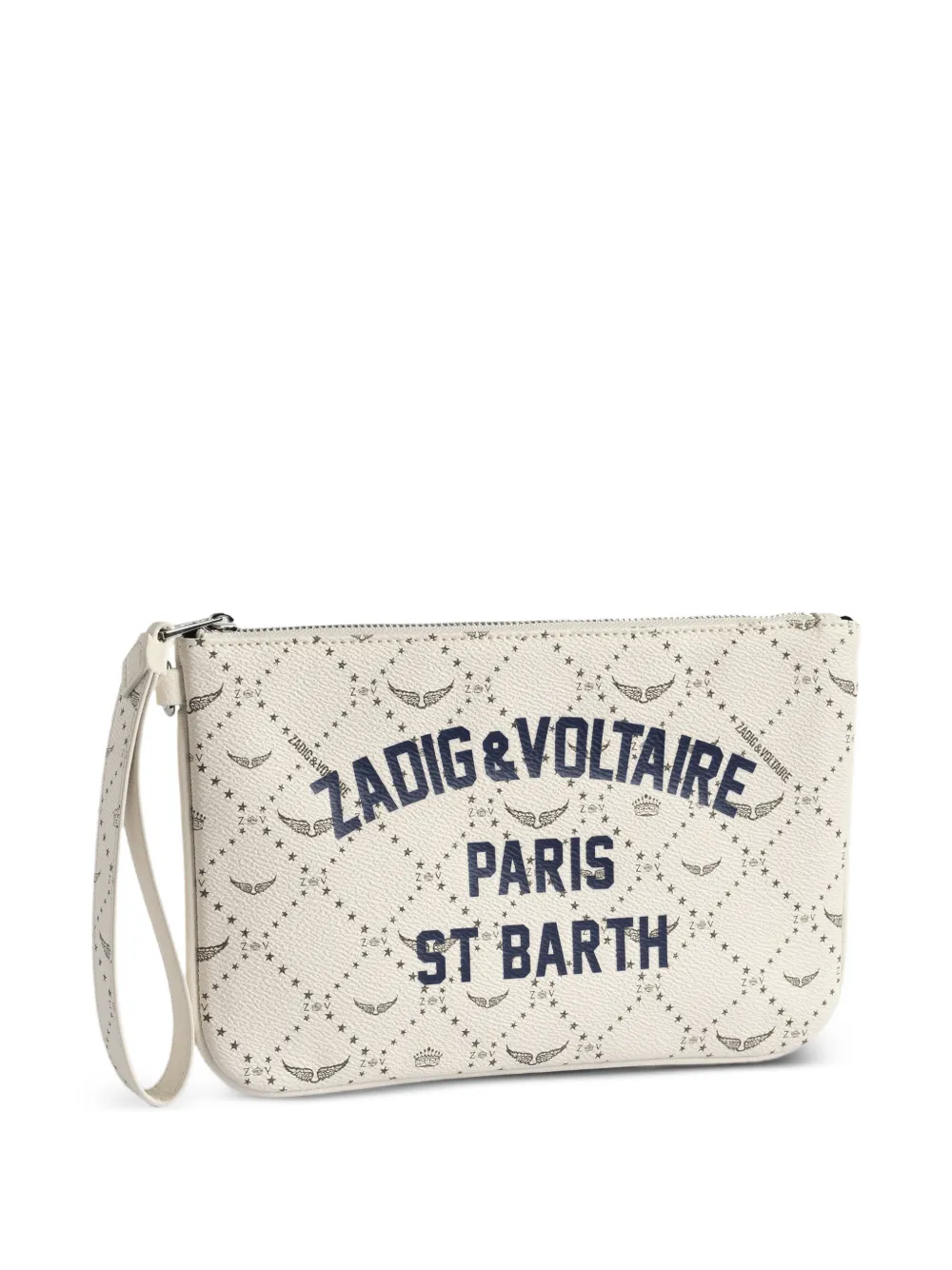 Zadig&Voltaire x St Barth clutch met logo-print Beige