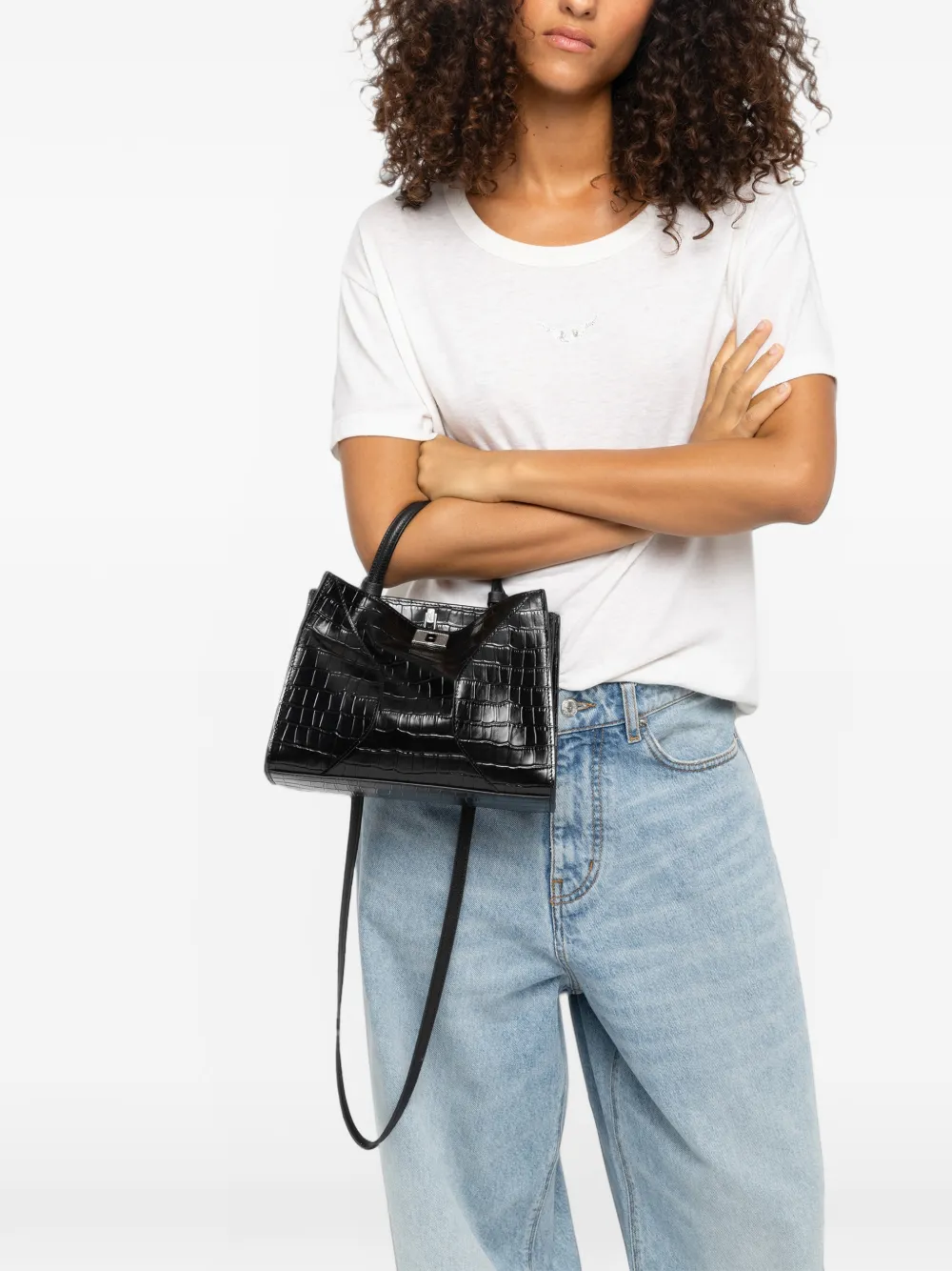 Zadig&Voltaire Jack mini croco bag Zwart