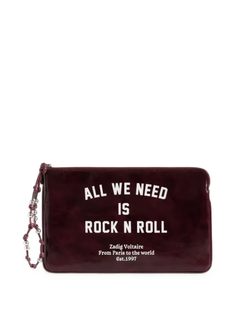 Zadig&Voltaire slogan-print leather pouch