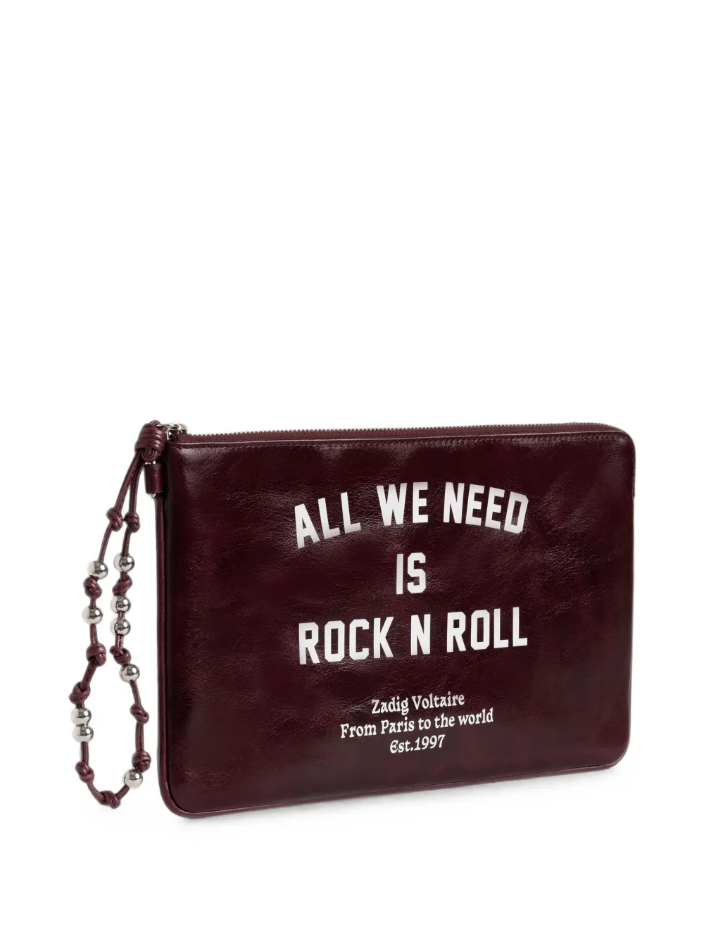 Zadig&Voltaire Leren buidel met print Paars
