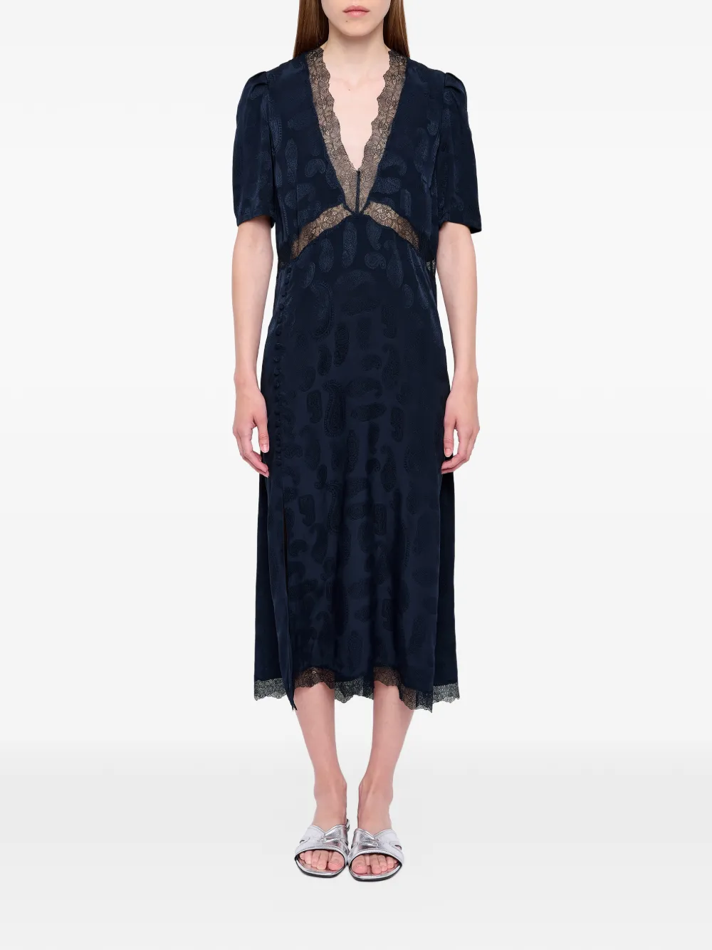 Zadig&Voltaire Redox midi-jurk met kanten afwerking Blauw