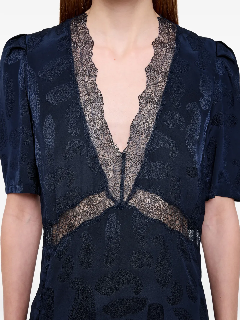 Zadig&Voltaire Redox midi-jurk met kanten afwerking Blauw