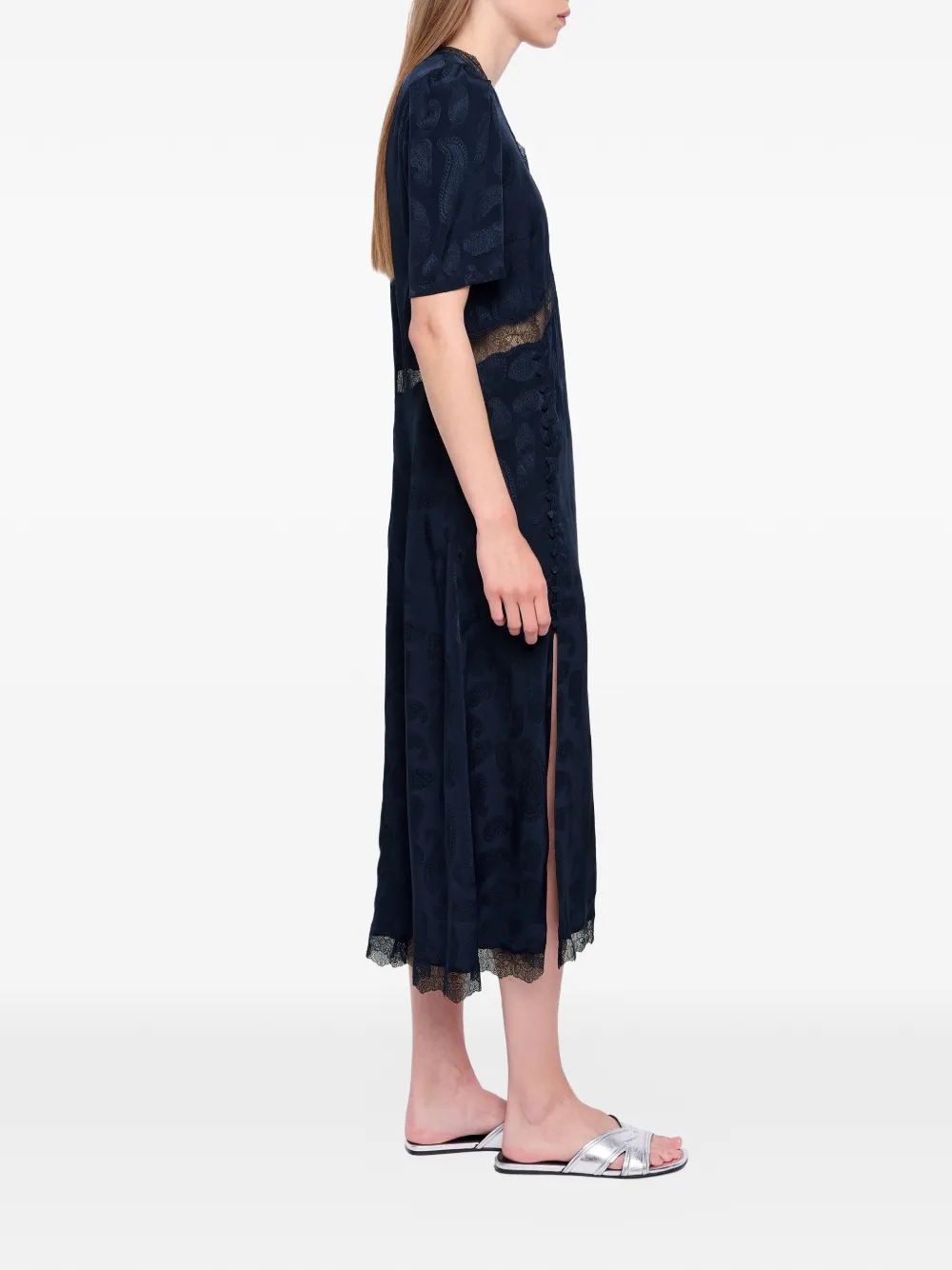 Zadig&Voltaire Redox midi-jurk met kanten afwerking Blauw