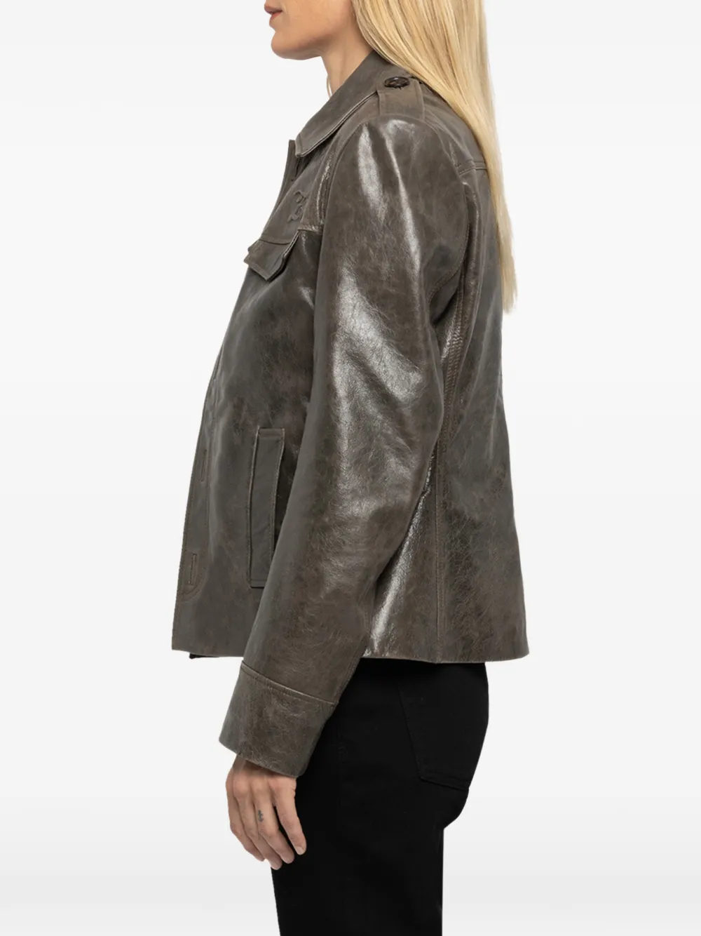 Zadig&Voltaire Leren jack Grijs