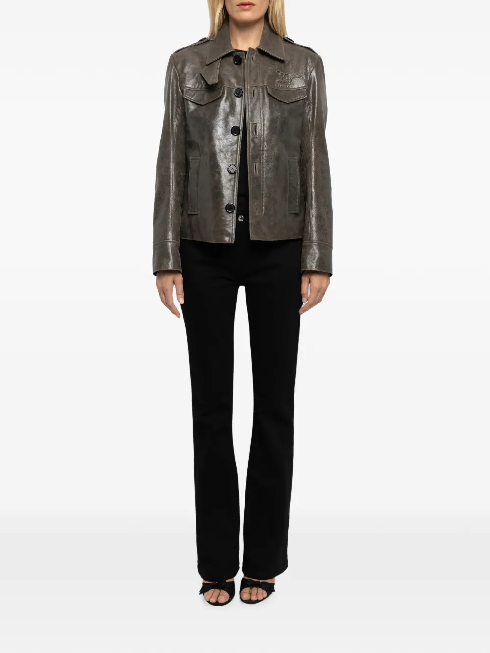 Zadig&Voltaire Leren jack Grijs