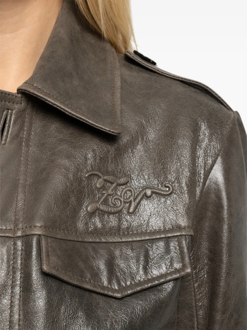 Zadig&Voltaire Leren jack Grijs