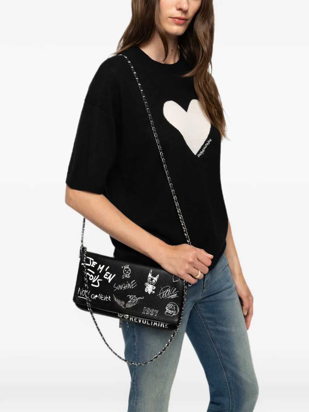 Zadig&Voltaire Rock Arty Tag clutch Zwart